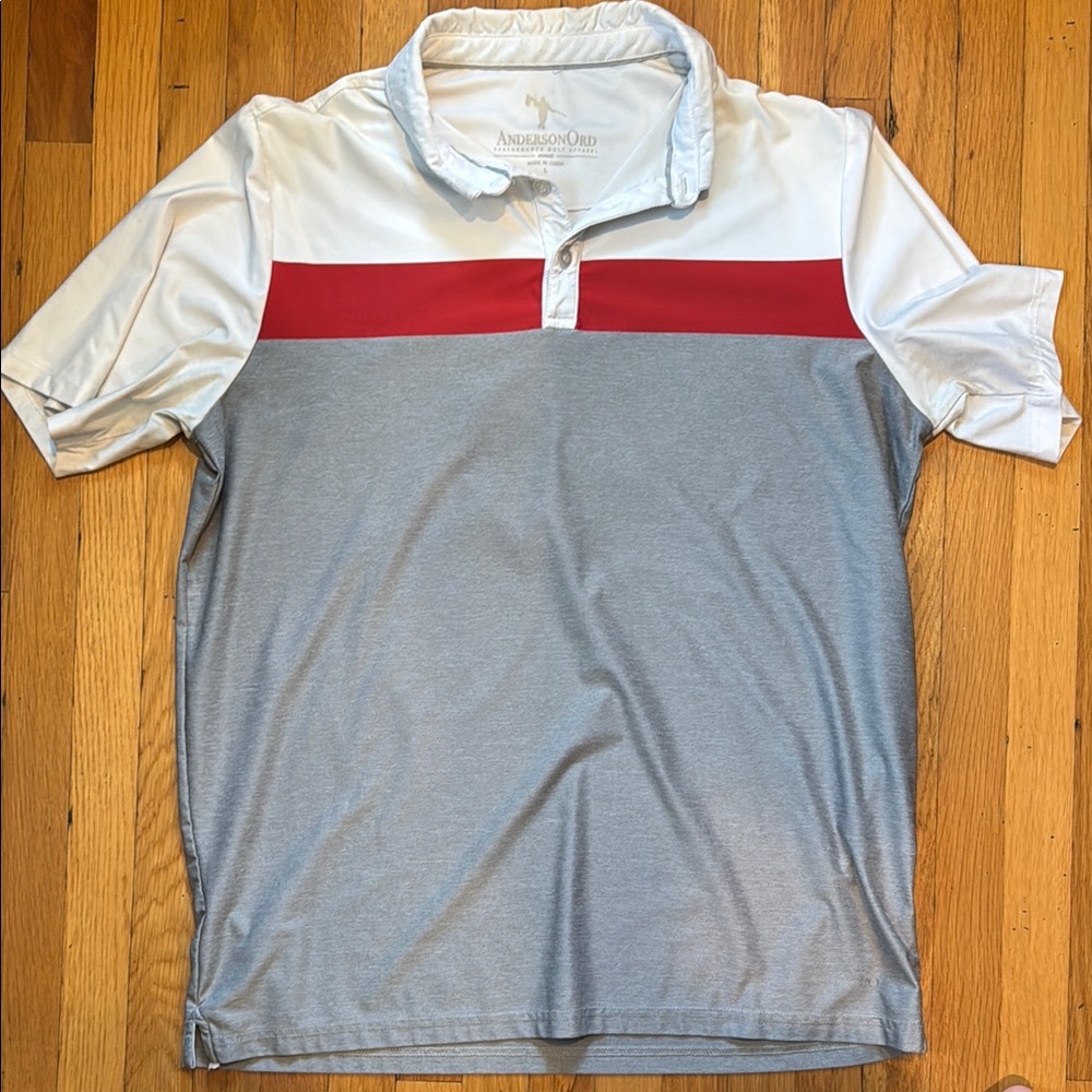 Men's Gray and Red Polo Golf Shirt